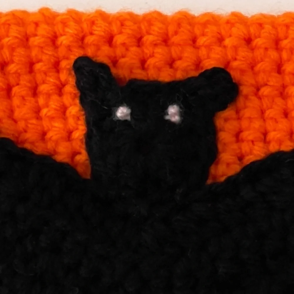 🔥 Handmade Crochet Clutch Halloween Bat Orange Black New